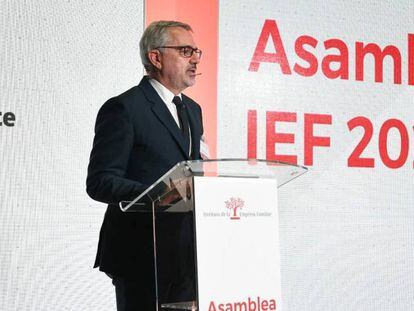 El presidente del IEF, Marc Puig, este martes en la XXIII Asamblea General de la Empresa Familia.
