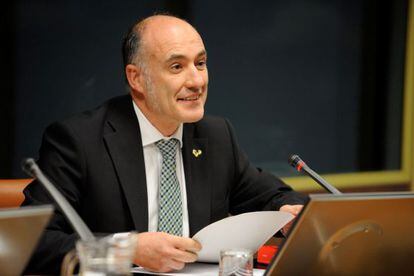 Iñaki Goirizelaia, durante su comparecencia ante el Parlamento vasco.