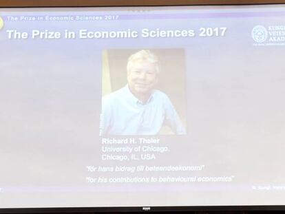 Momento del anuncio del nuevo Premio Nobel de Economía.