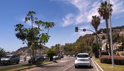 El Renault Zoe de la ruta Endesa a su llegada a la ciudad de Málaga.