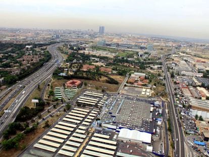 Vista aérea del polígono industrial de Alcobendas.