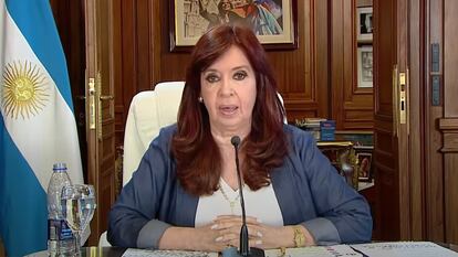 La vicepresidenta de Argentina, Cristina Fernández de Kirchner, durante su discurso, este martes.