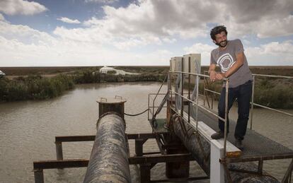 El director Alberto Rodríguez, en las marismas de Doñana donde se rodó 'La isla mínima'.