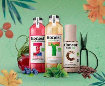 Las botellas de los tés bio e infusiones bio de Honest son de vidrio y las de los cafés están hechas con un 30% de materiales de origen vegetal.