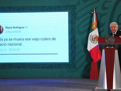 Andrés Manuel López Obrador durante la conferencia matutina del día de hoy.