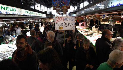 Protesta en La Boqueria en enero.