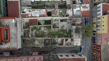 Vista cenital de la casa de la calle del Manzanares, 25, la más antigua conocida de la Ciudad de México.