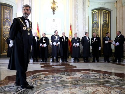 Apertura del año judicial de 2017, presidida por el presidente del Tribunal Supremo, Carlos Lesmes (a la izquierda).
