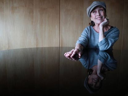 Verónica Forqué, durante un descanso del ensayo de 'El rinoceronte blanco', en los Teatros del Canal.