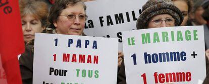 Manifestaci&oacute;n en Francia contra el matrimonio homosexual.