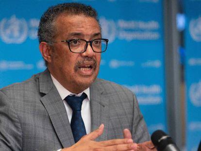 El director general de la Organización Mundial de la Salud (OMS), Tedros Adhanom Ghebreyesus, durante la rueda de prensa diaria sobre el coronavirus Covid-19.