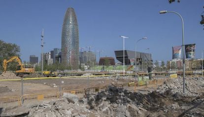 Obras de la plaza de Les Glòries en Barcelona.