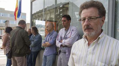 El l&iacute;der de la CIG, en primer t&eacute;rmino, hoy en Vigo en apoyo de sus compa&ntilde;eros.