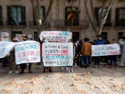 Protesta dels treballadors del sector cultural, aquest dijous.
