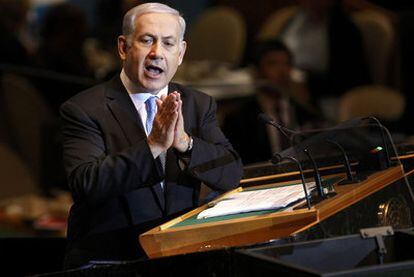 El presidente de Israel, Benjamin Netanyahu, en su discurso en la ONU.