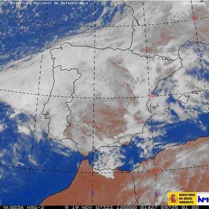 Imagen del satélite Meteosat para España del 19 de noviembre de 2007