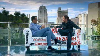 Risto Mejide, entrevistando a Pablo Iglesias en 'Viajando con Chester'.