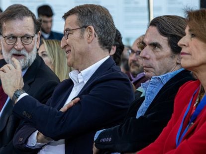 Mariano Rajoy, Alberto Núñez Feijóo, José María Aznar y Ana Botella, el pasado febrero en Valencia.