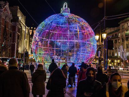 Luces de Navidad en el centro de Madrid.