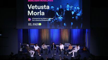 Vetusta Morla en un encuentro con los suscriptores de EL PAÍS, en el Wanda Metropolitano.