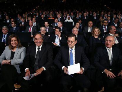 El presidente Mariano Rajoy clausura la asamblea de CEOE. 