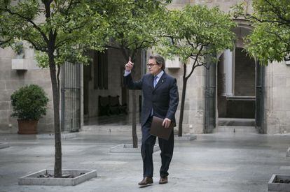 Artur Mas, ayer antes de la reuni&oacute;n de su Gobierno.