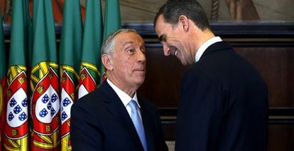 El Rey junto al nuevo presidente de la República de Portugal.