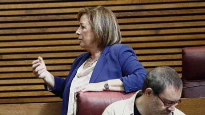 La portavoz de EUPV en Las Cortes Valencianas, Marga Sanz, en uno de los debates de política general.