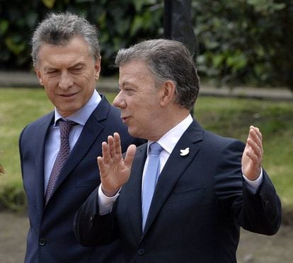 Macri y Santos, en la Casa de Nariño de Bogotá.