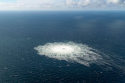 La fuga de gas del Nord Stream 2, vista desde un F-16 danés, a finales de septiembre.