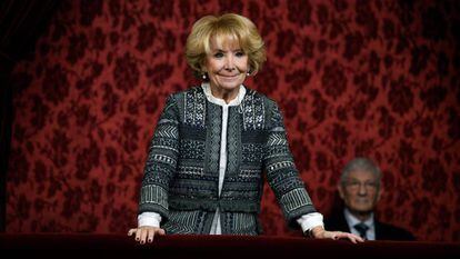 La expresidenta de la Comunidad de Madrid, Esperanza Aguirre, en la tribuna del Senado a principios de diciembre en el acto de constitución de la Cámara en la XIV Legislatura.