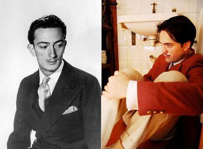 A la izquierda, un joven Dalí fotografiado por Man Ray en 1929. El actor Robert Pattinson (derecha) interpreta al artista en la película <i>Sin límites</i>.