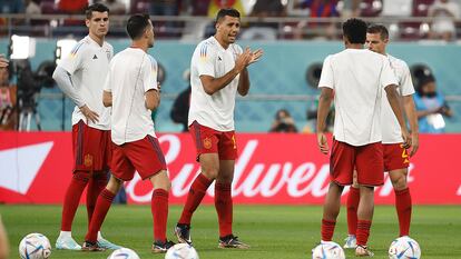 Morata, Busquets, Rodri, Balde y Azpilicueta calientan este jueves