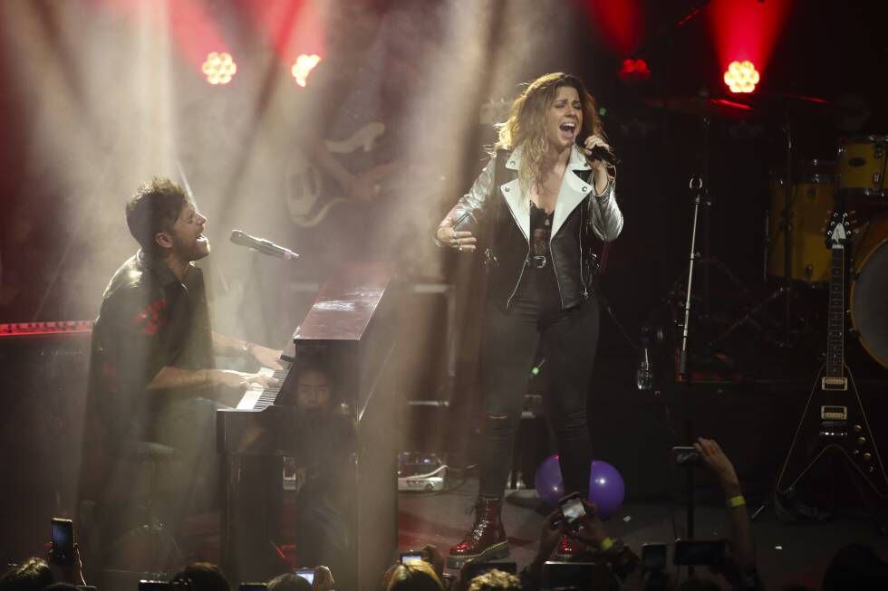 Miriam Rodríguez y Pablo López, en un concierto el 11 de enero en Madrid.