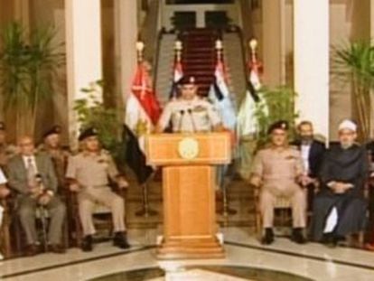 El general Al Sisi se dirige a la naci&oacute;n.
