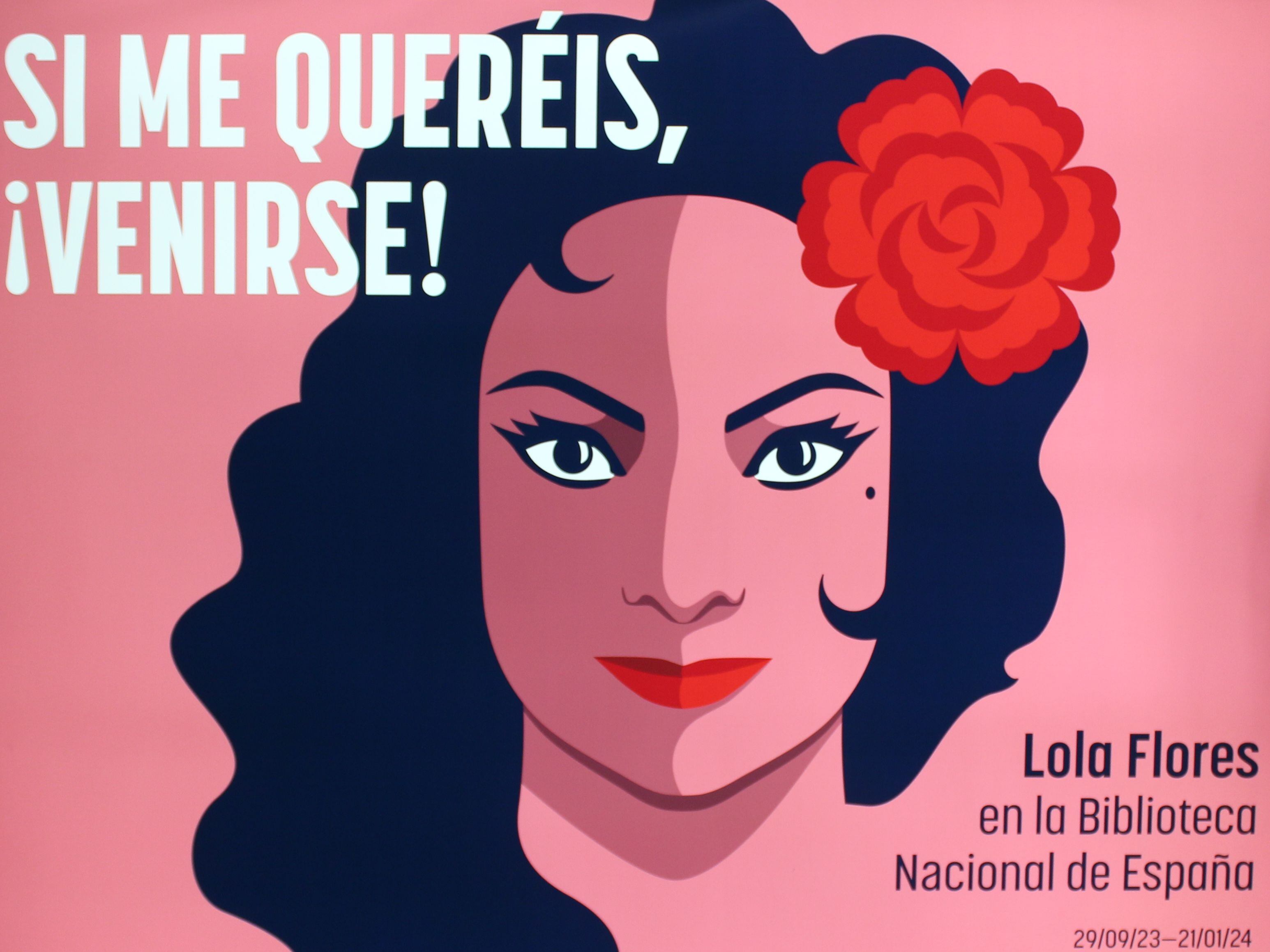 Cártel de la exposición sobre Lola Flores en la Biblioteca Nacional de España.