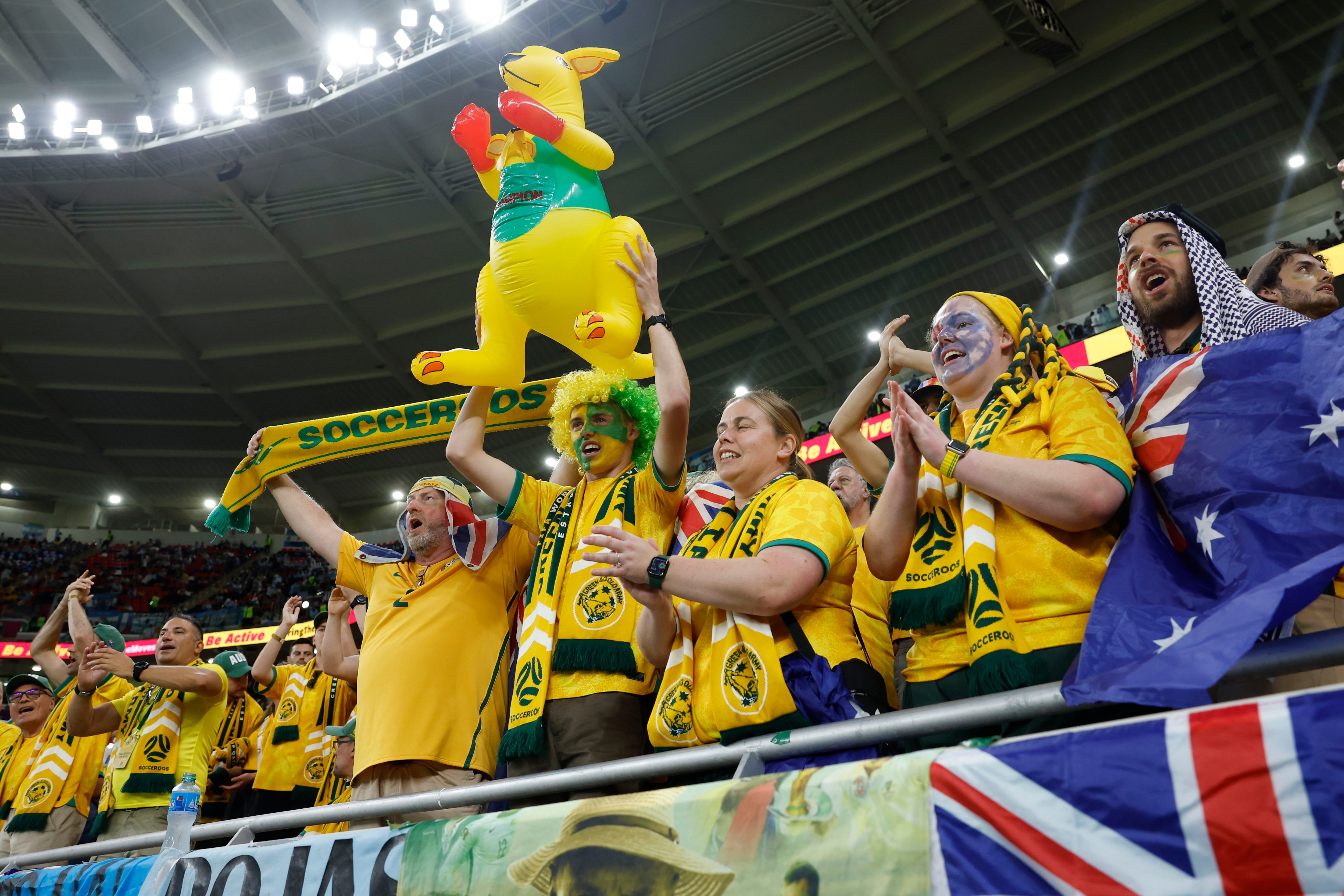 Aficionados de Australia antes del partido.