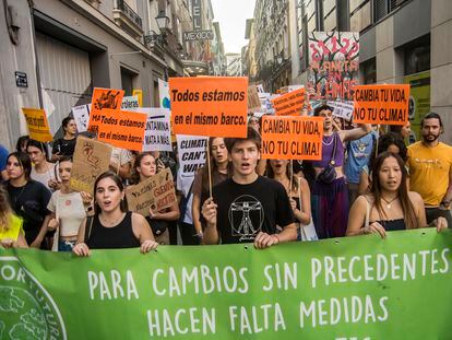Una manifestación del grupo ambientalista Fridays for Future el pasado 23 de septiembre en Madrid.