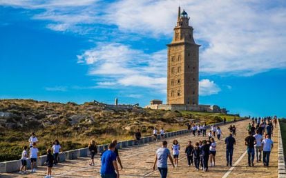 Subida a la Torre de Hércules, en A Coruña.