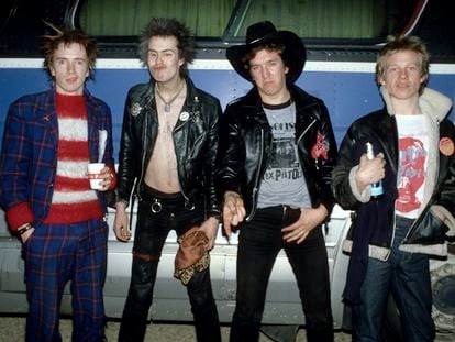 Johnny Rotten (John Lydon), Sid Vicious, Steve Jones y Paul Cook en Estados Unidos en 1978.