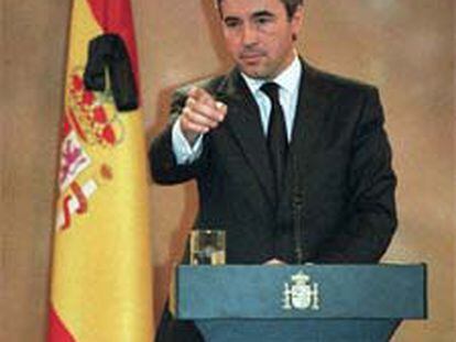 Ángel Acebes, durante su comparecencia en La Moncloa el 11-M.