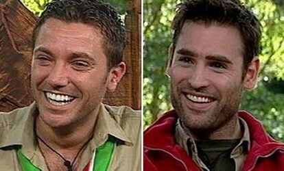 Los concursantes que mataron y cocinaron una rata en el programa británico 'I'm a celebrity... get me out of here!': el chef Gino D'Acampo y el actor Stuart Manning