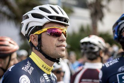 Contador, durante una prueba promocional en Gran Canaria.