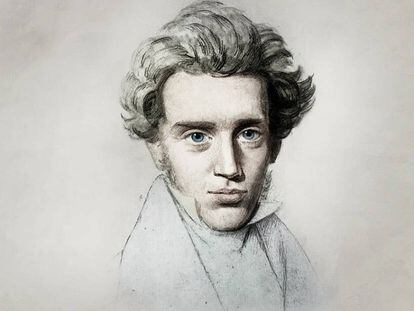 Boceto de Kierkegaard realizado por Niels Christian Kierkegaard hacia 1840.