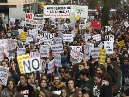 Manifestació convocada pel Sindicat d'Estudiants.