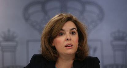 Soraya Saénz de Santamaría en la rueda de prensa posterior al Consejo de Ministros.