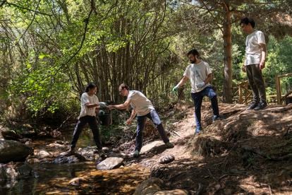 Jóvenes del voluntariado Planet4all realizan labores de rescate ambiental en la sierra de Guadarrama.