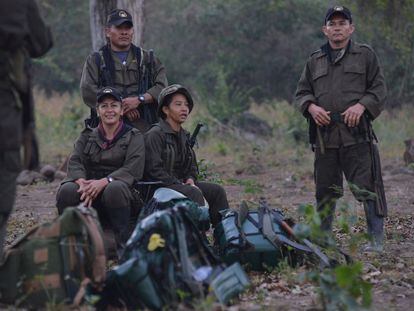 Un grupo de guerrilleros a su llegada a la zona veredal de Pondores, en La Guajira, al norte de Colombia.