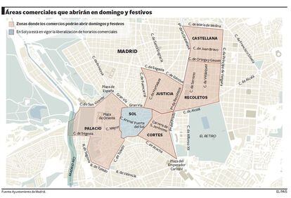 Áreas comerciales de la capital que abrirán en domingo y festivos.