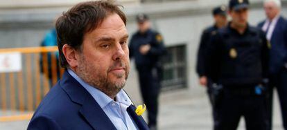 Oriol Junqueras a su llegada a la Audiencia Nacional.